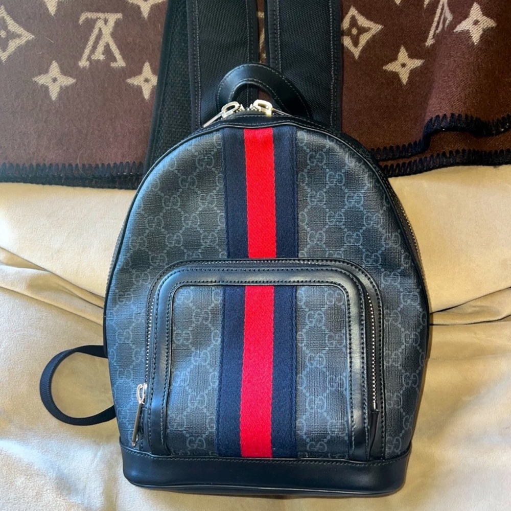 Gucci Web Ophidia backpack in GG supreme canvas and leather
